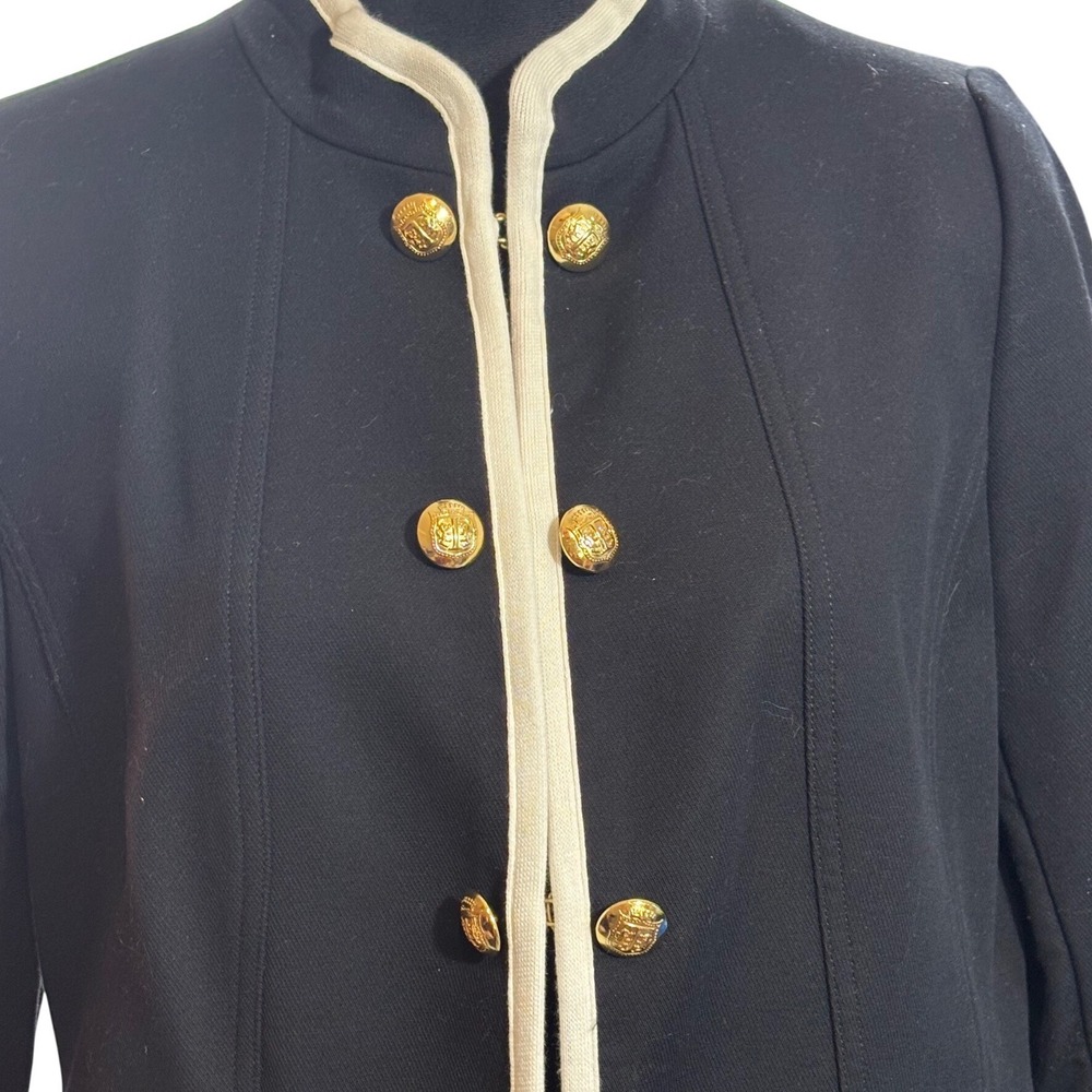 Talbots Petite Black Ivory Military Crest Button Blazer Jacket 12P - Picture 16 of 16